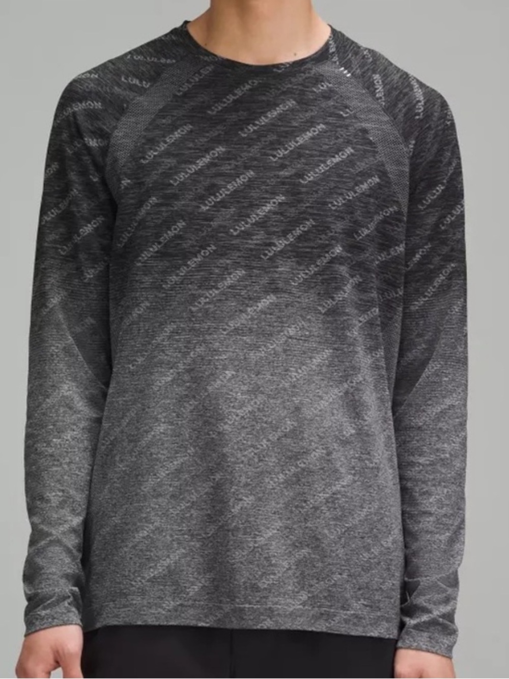 Lululemon Men's Metal Vent Tech Heathered Charcoal Grey Long-Sleeve Crew Shirt L